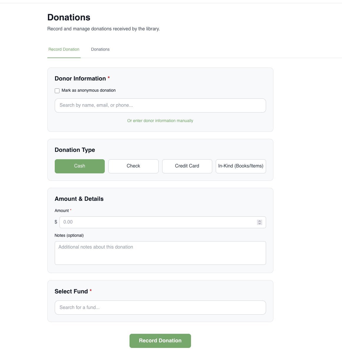Record Donations