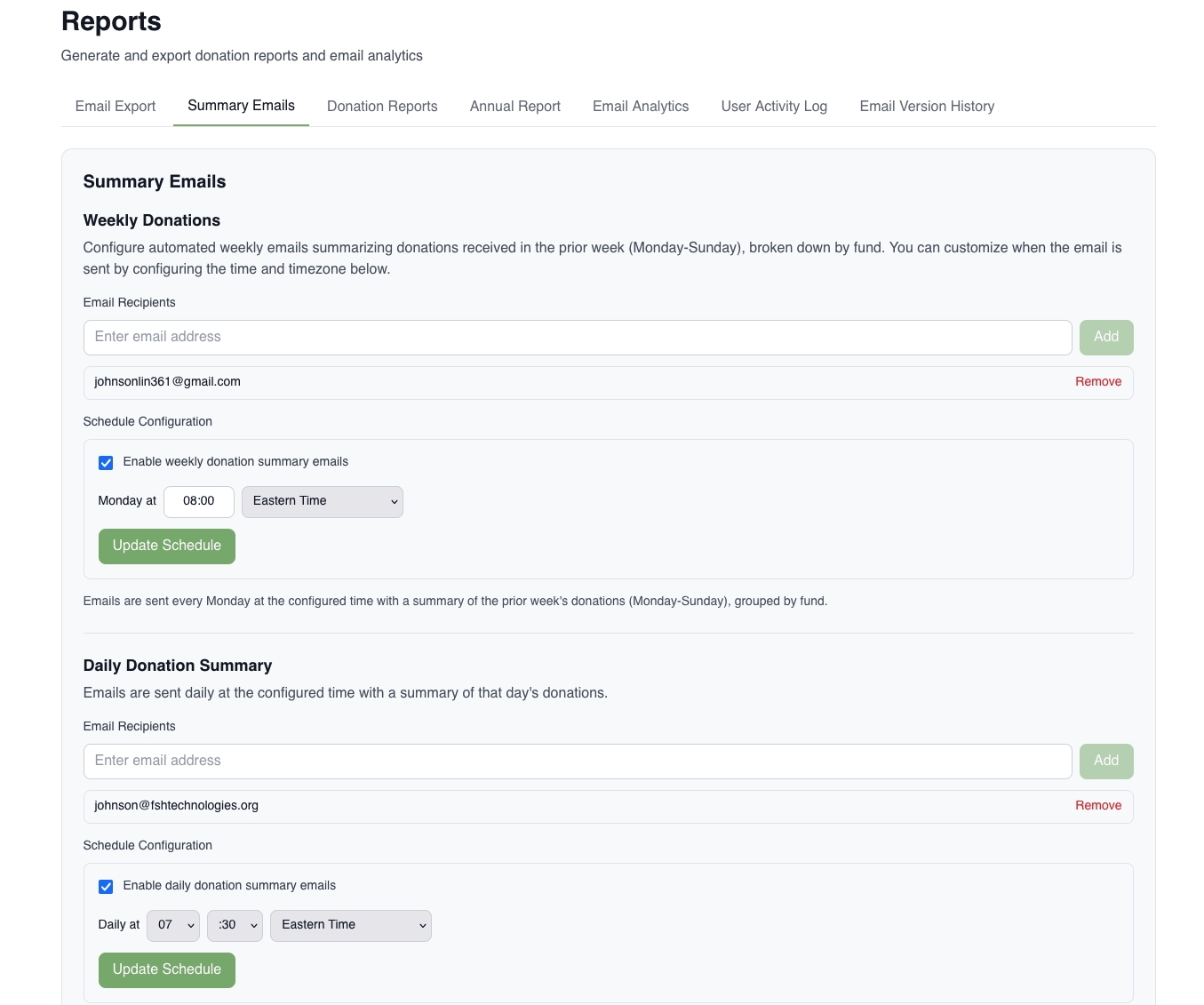 Configure Email Summaries
